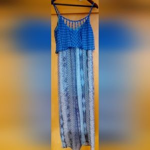 Speechless Size L Maxi Sun Dress.  Blue Teal Aqua